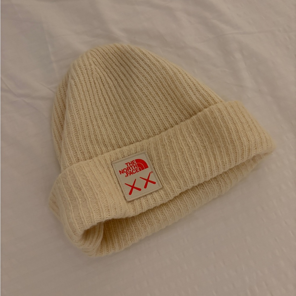 North Face X Kaws Lambswool blended Cream Beanie